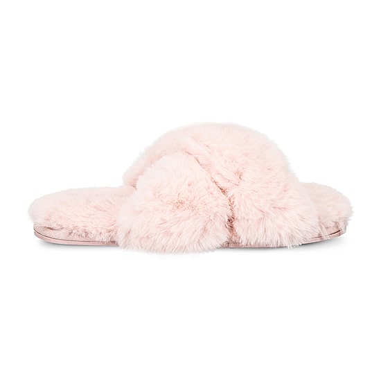 JS Jessica Simpson Plush Cross Womens Slip-On Slippers