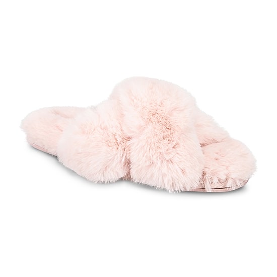JS Jessica Simpson Plush Cross Womens Slip-On Slippers