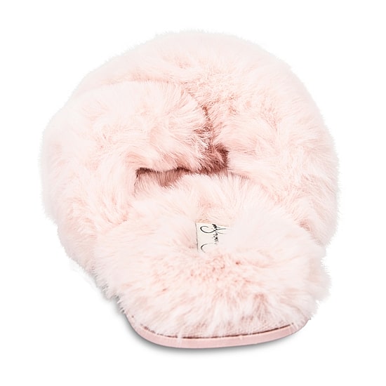JS Jessica Simpson Plush Cross Womens Slip-On Slippers