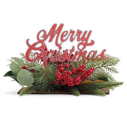 North Pole Trading Co . Merry Christmas Arrangement Floral Arrangement In Red