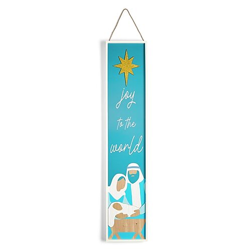 North Pole Trading Co . Nativity Porch Leaner Christmas Porch Sign In Blue