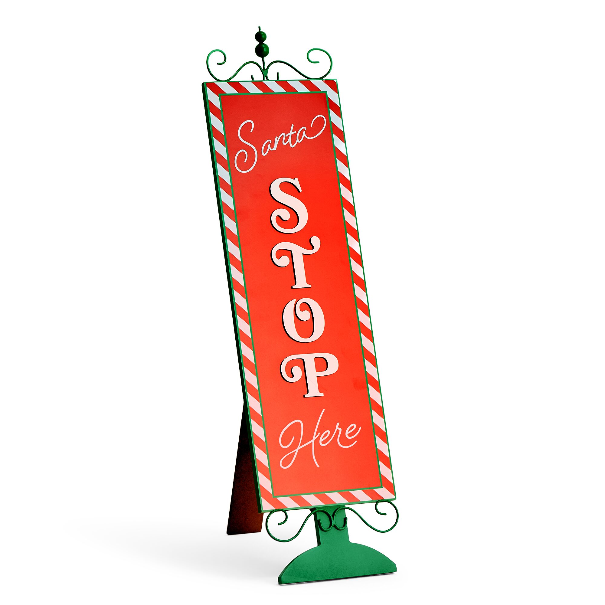 North Pole Trading Co. 36" Santa Stop Here Porch Leaner Christmas Porch Sign