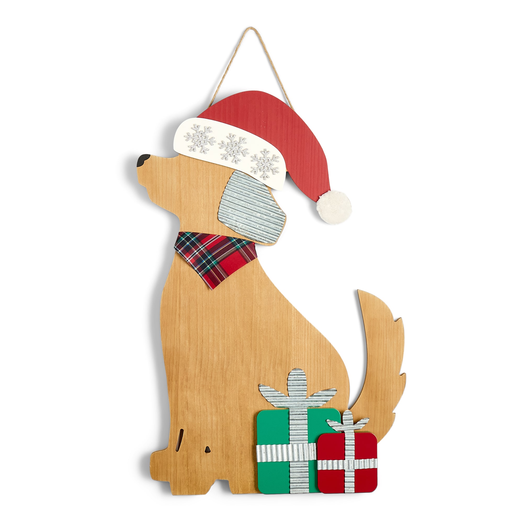North Pole Trading Co. Dog Figural Porch Leaner Christmas Porch Sign