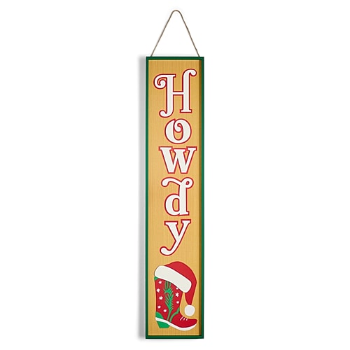 North Pole Trading Co . Howdy Porch Leaner Christmas Porch Sign In White