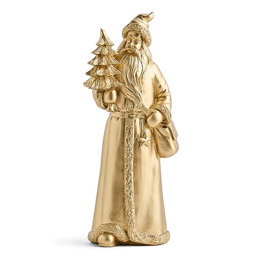 North Pole Trading Co . Gold Santa Figurine Christmas Tabletop Decor In Yellow