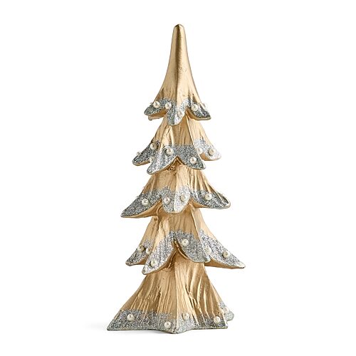 North Pole Trading Co . 12" Gold Glitter Tree Christmas Tabletop Decor In Yellow