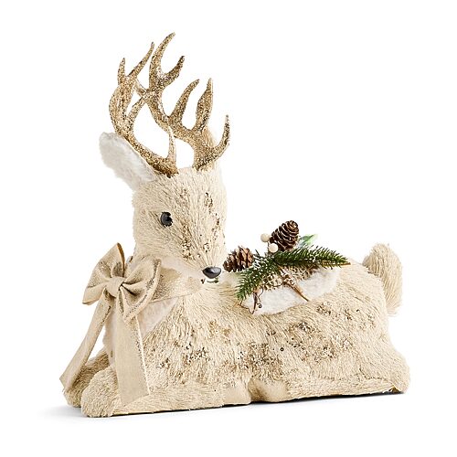 North Pole Trading Co . Woodland Deer Christmas Tabletop Decor In White