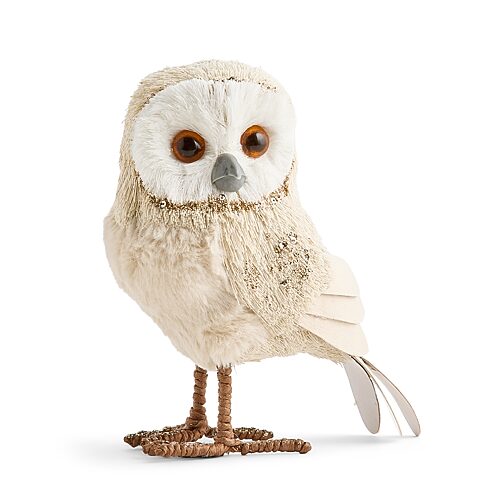North Pole Trading Co . Woodland Owl Christmas Tabletop Decor In White