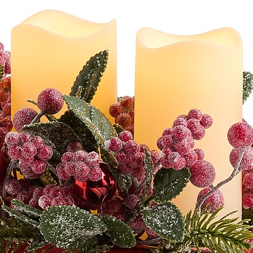 Martha Stewart 3 Led Flameless Candle Sleigh Lighted Christmas Tabletop Decor In Red