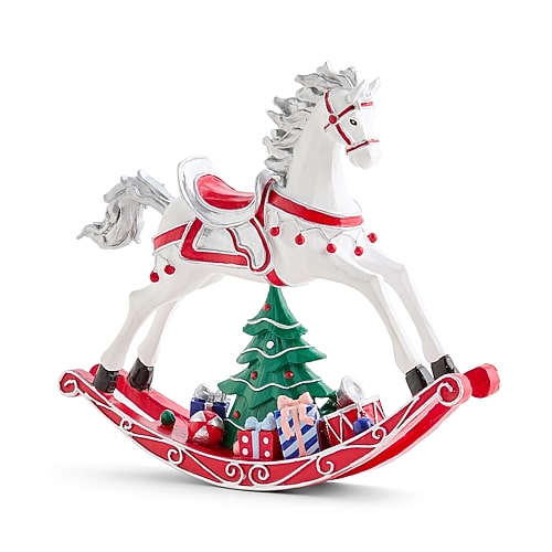 North Pole Trading Co . Rocking Horse Christmas Tabletop Decor In White