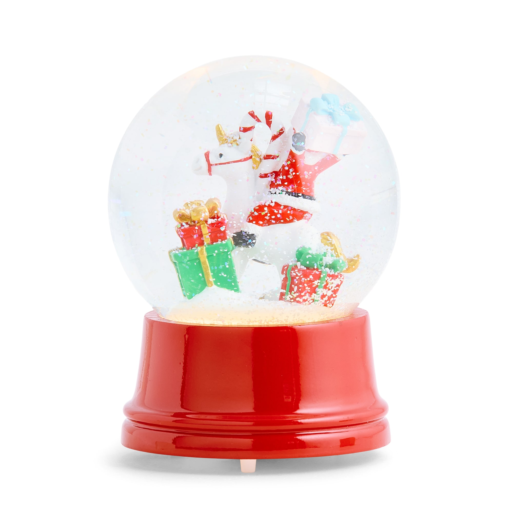 North Pole Trading Co. Santa Unicorn Christmas Snow Globe