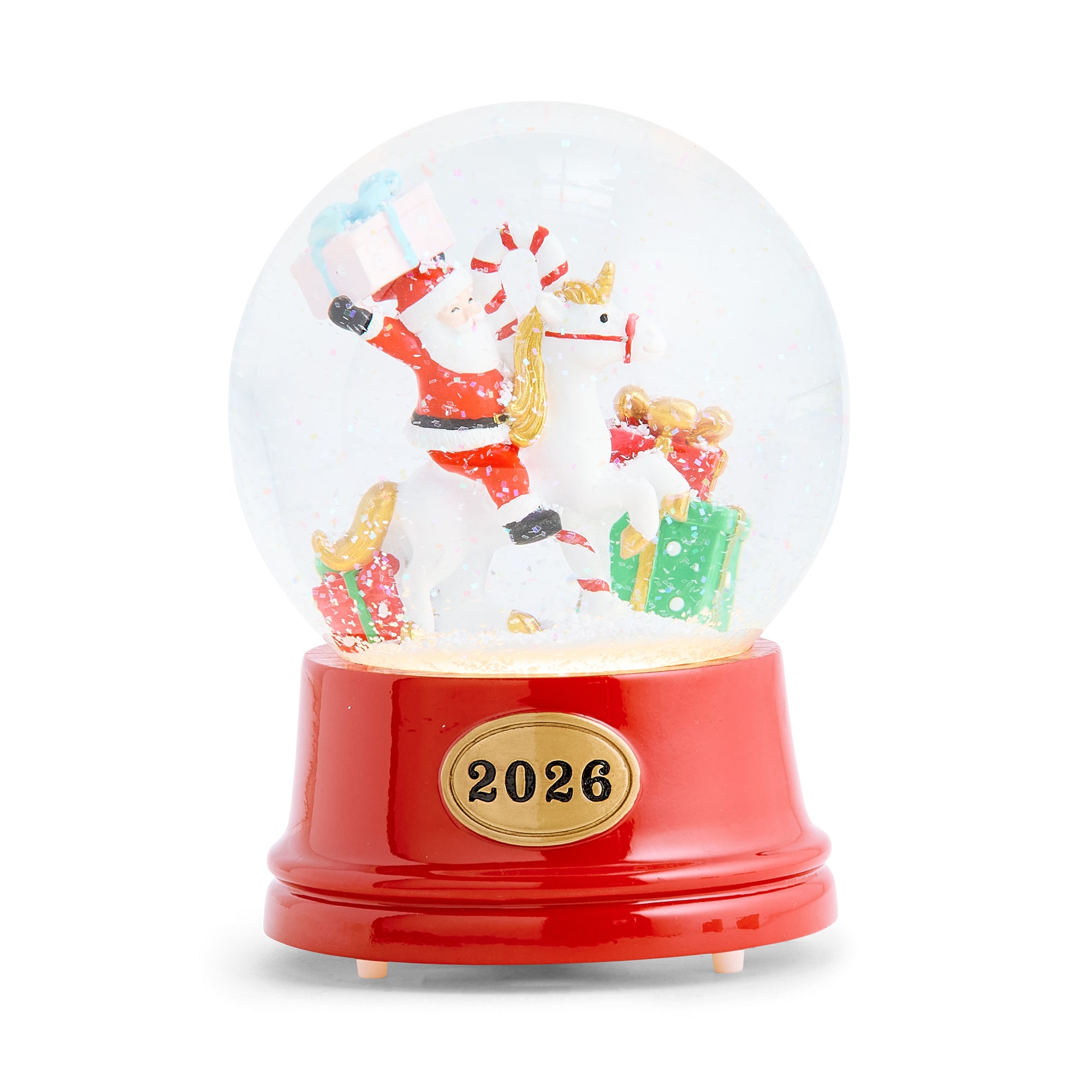 North Pole Trading Co. Santa Unicorn Christmas Snow Globe