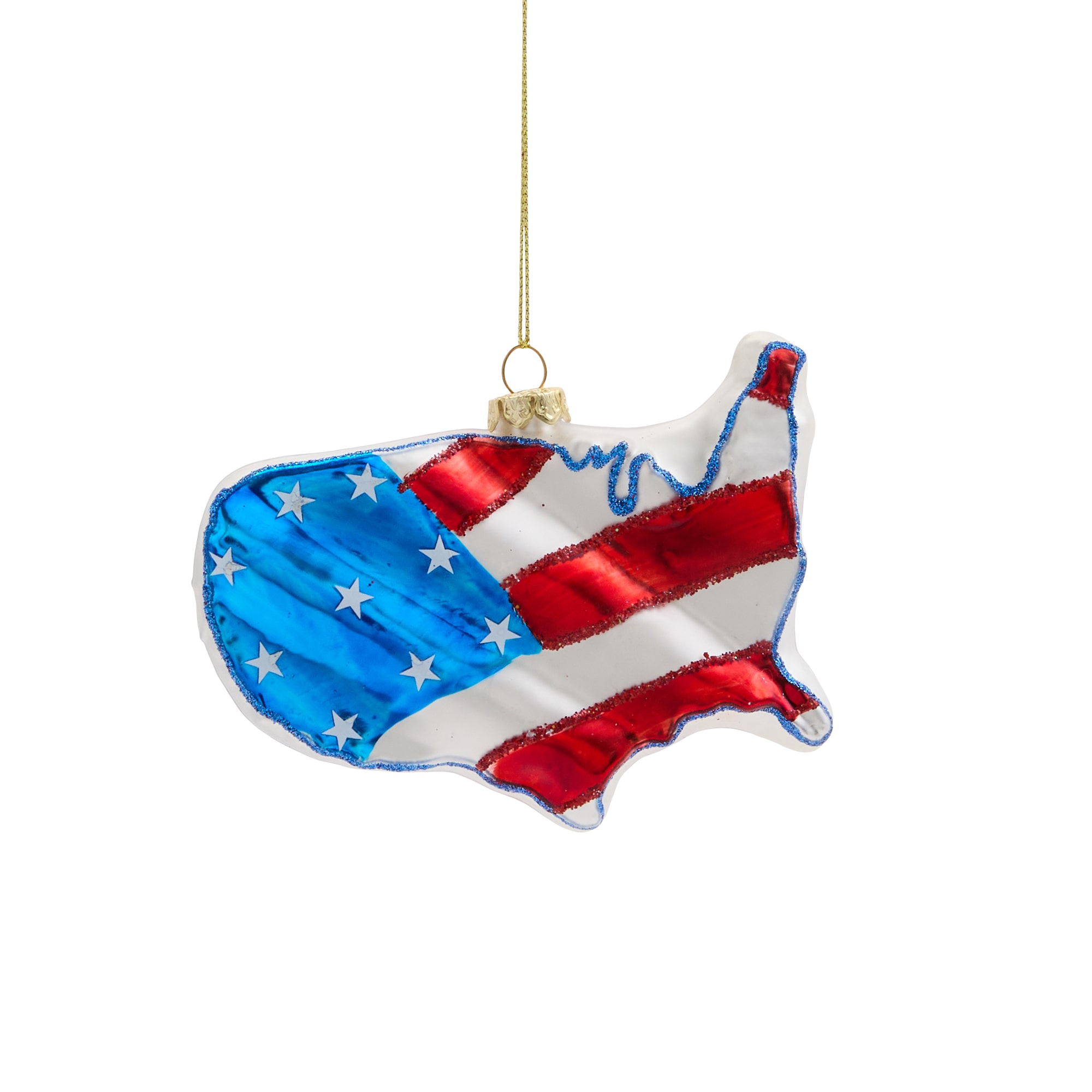 North Pole Trading Co. Glass Us Territory Map Christmas Ornament