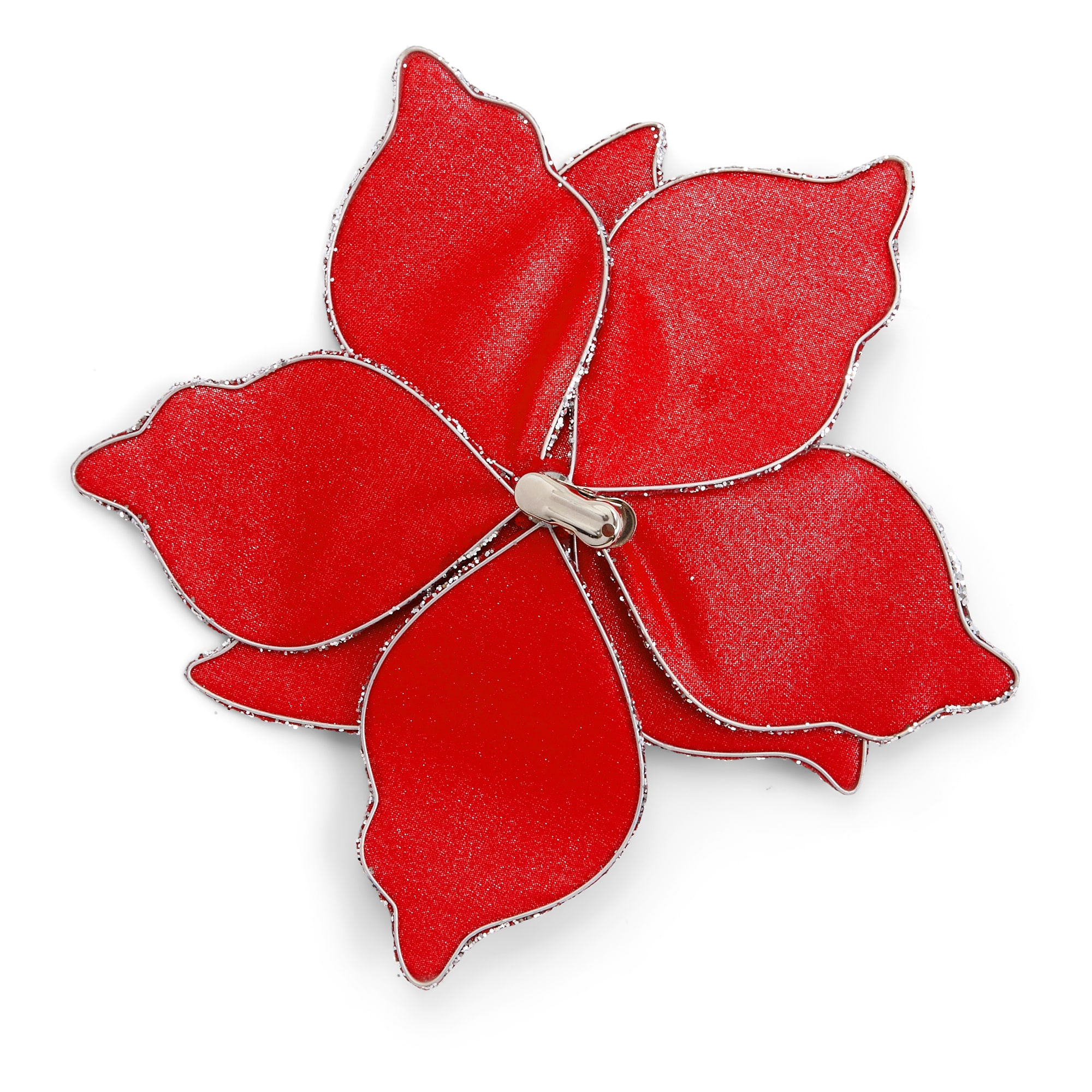 North Pole Trading Co. Plastic Wire Red Flower Xmas Clip Clips