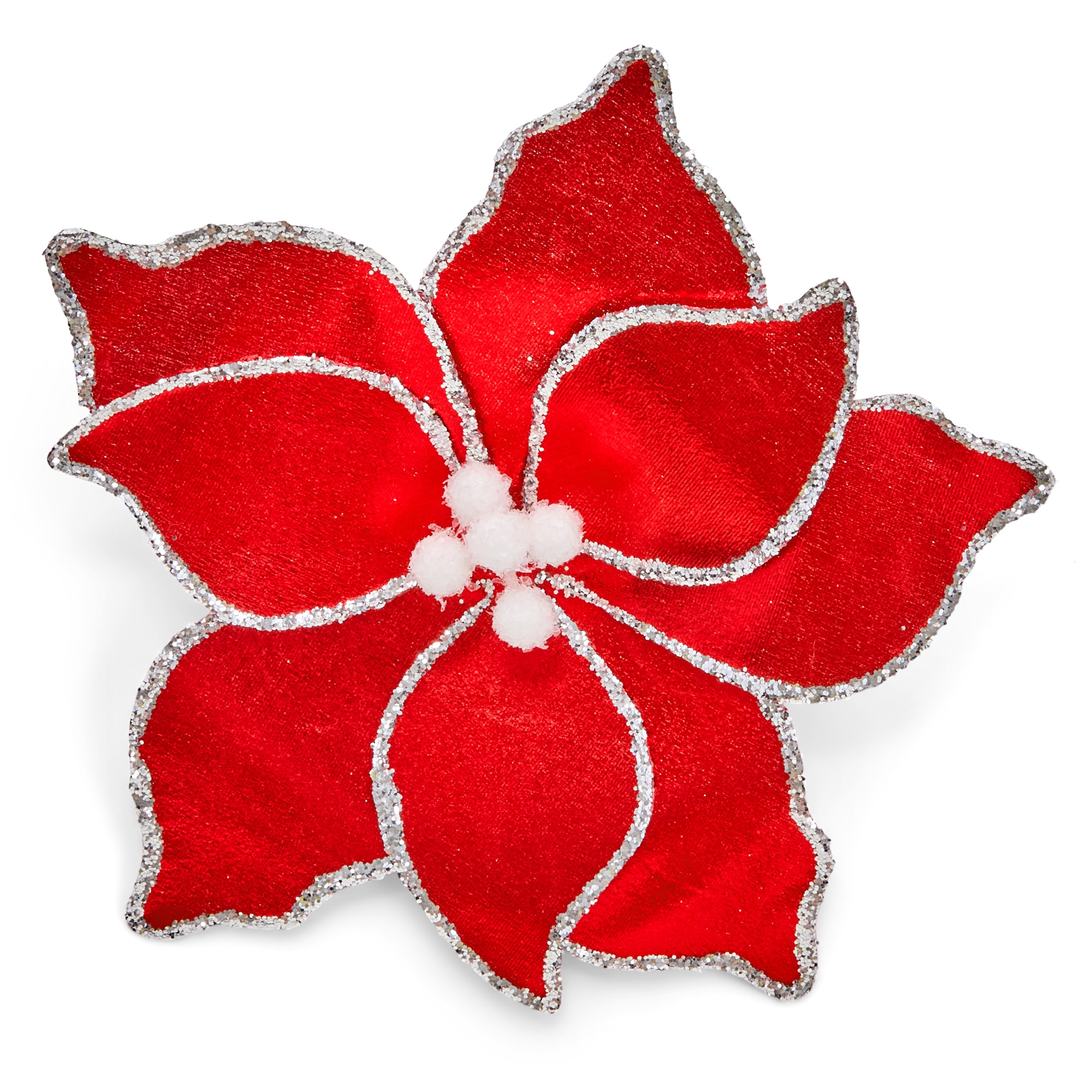 North Pole Trading Co. Plastic Wire Red Flower Xmas Clip Clips