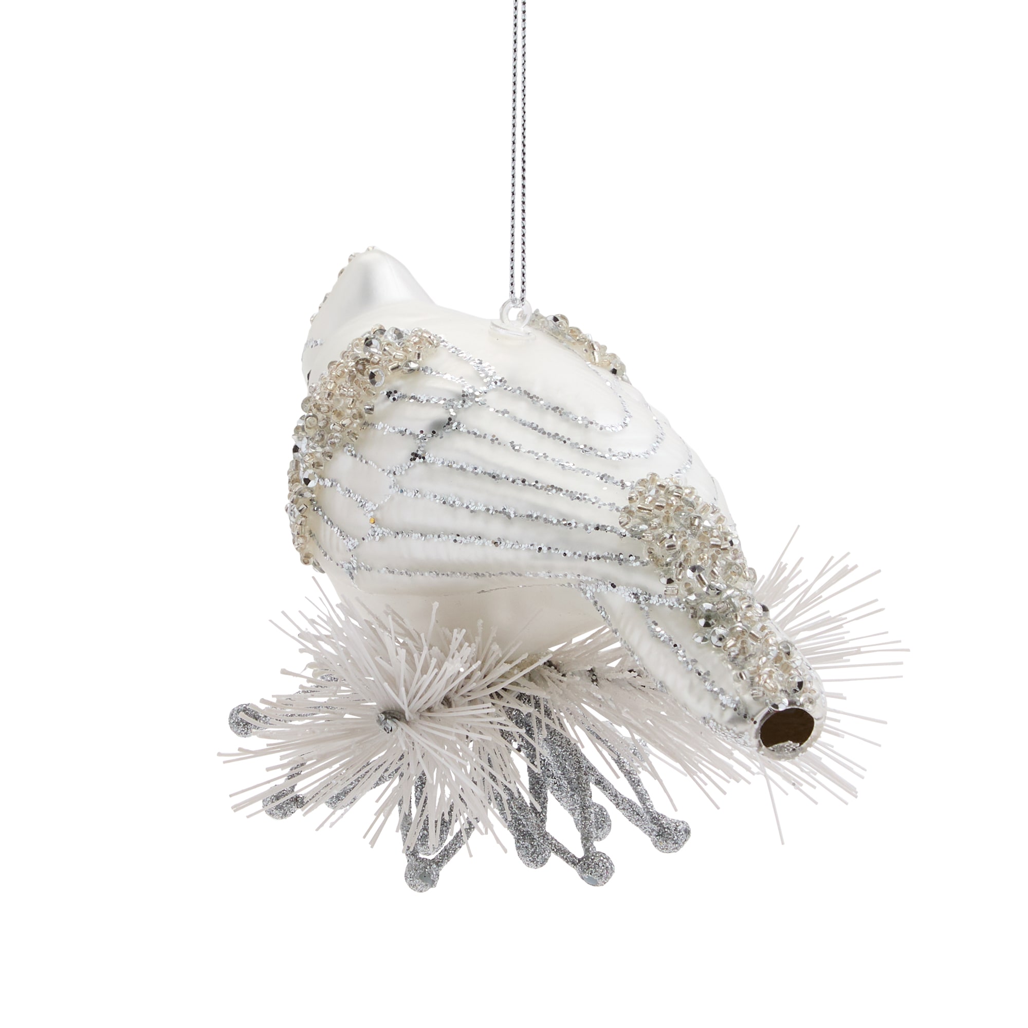 North Pole Trading Co. White Bird Christmas Ornament