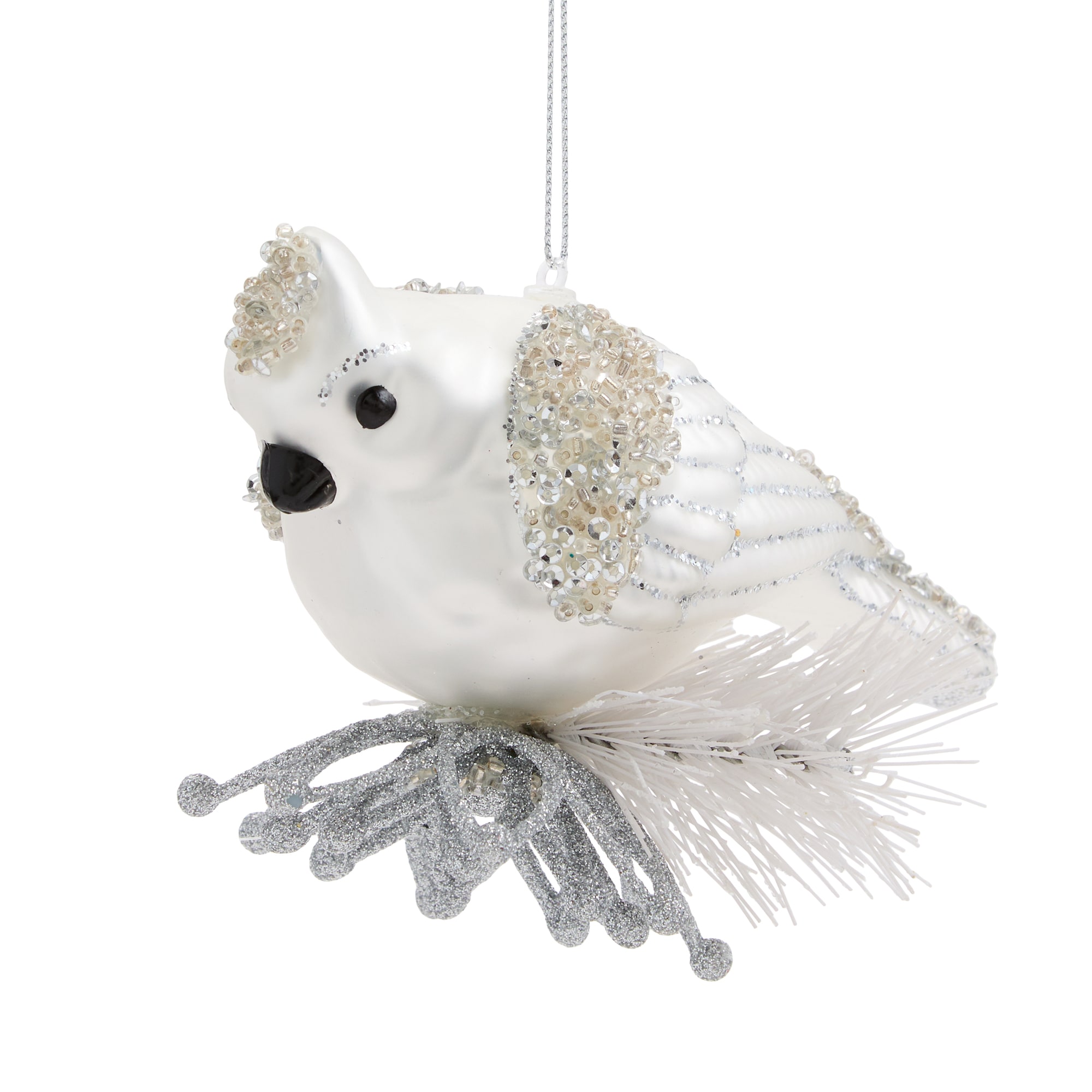 North Pole Trading Co. White Bird Christmas Ornament
