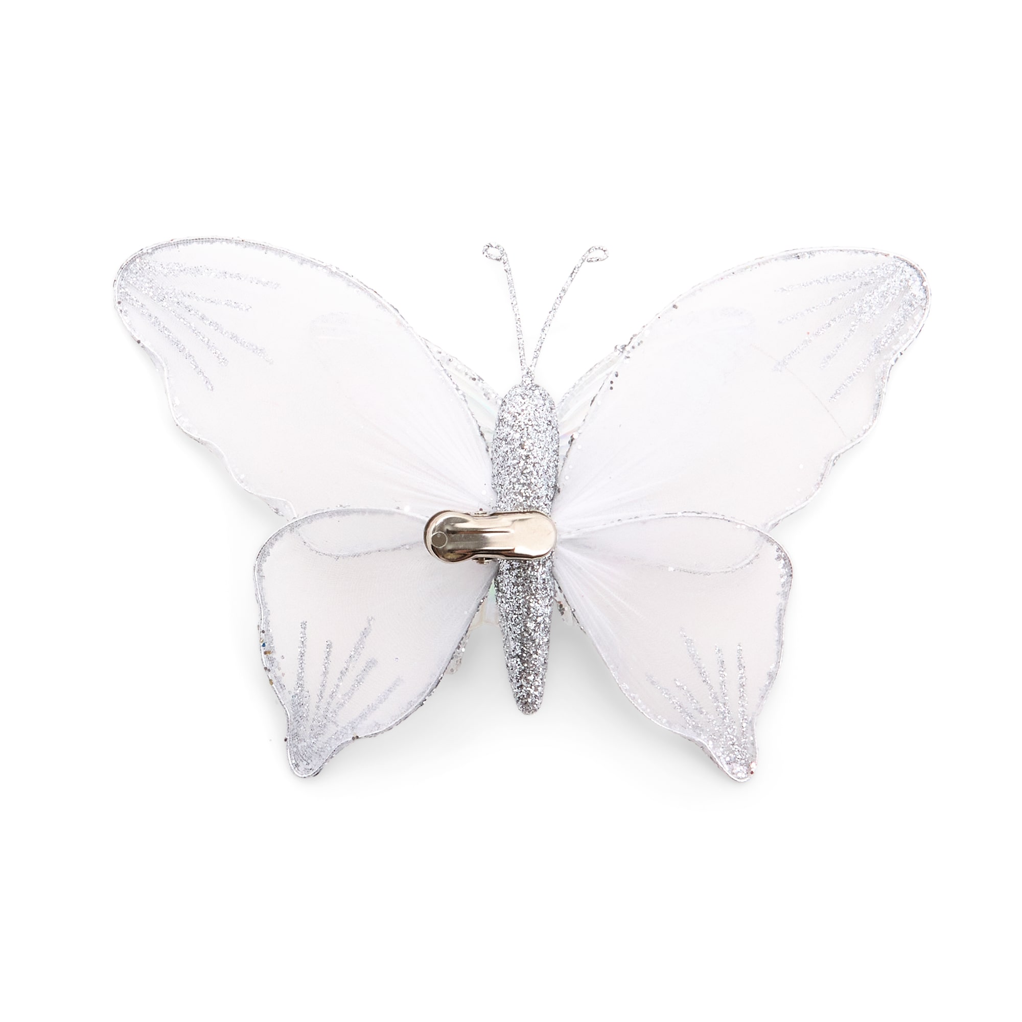 North Pole Trading Co. Plastic Wire Silver Butterfly Xmas Clips