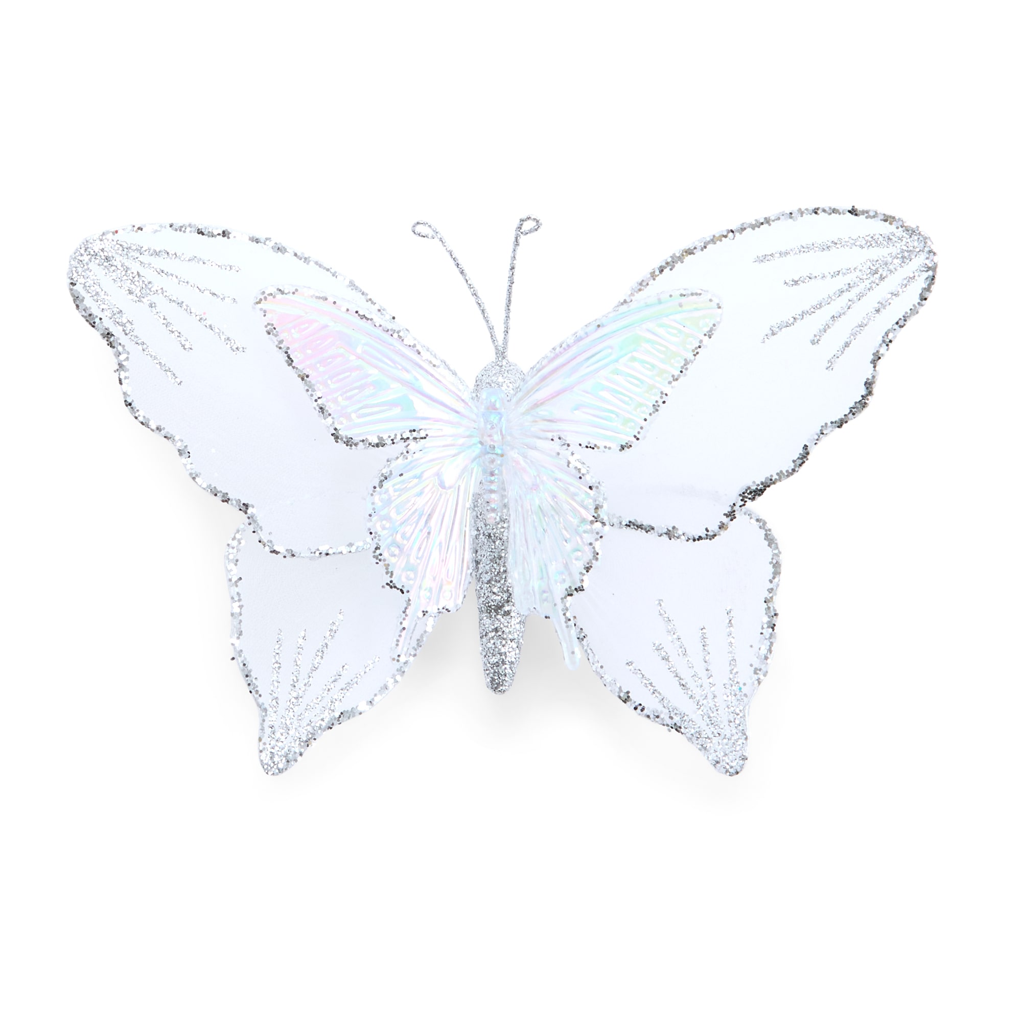 North Pole Trading Co. Plastic Wire Silver Butterfly Xmas Clips