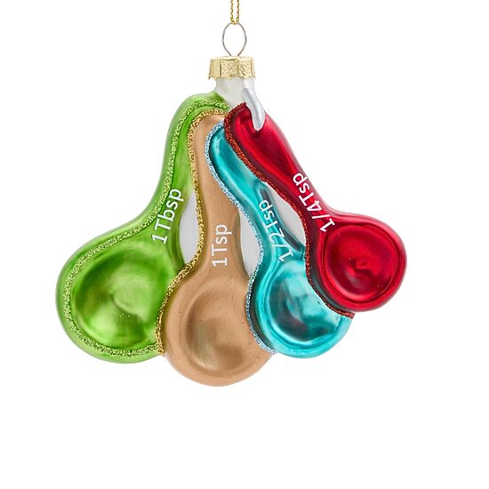 North Pole Trading Co. Glass Measuring Spoon Christmas Ornament