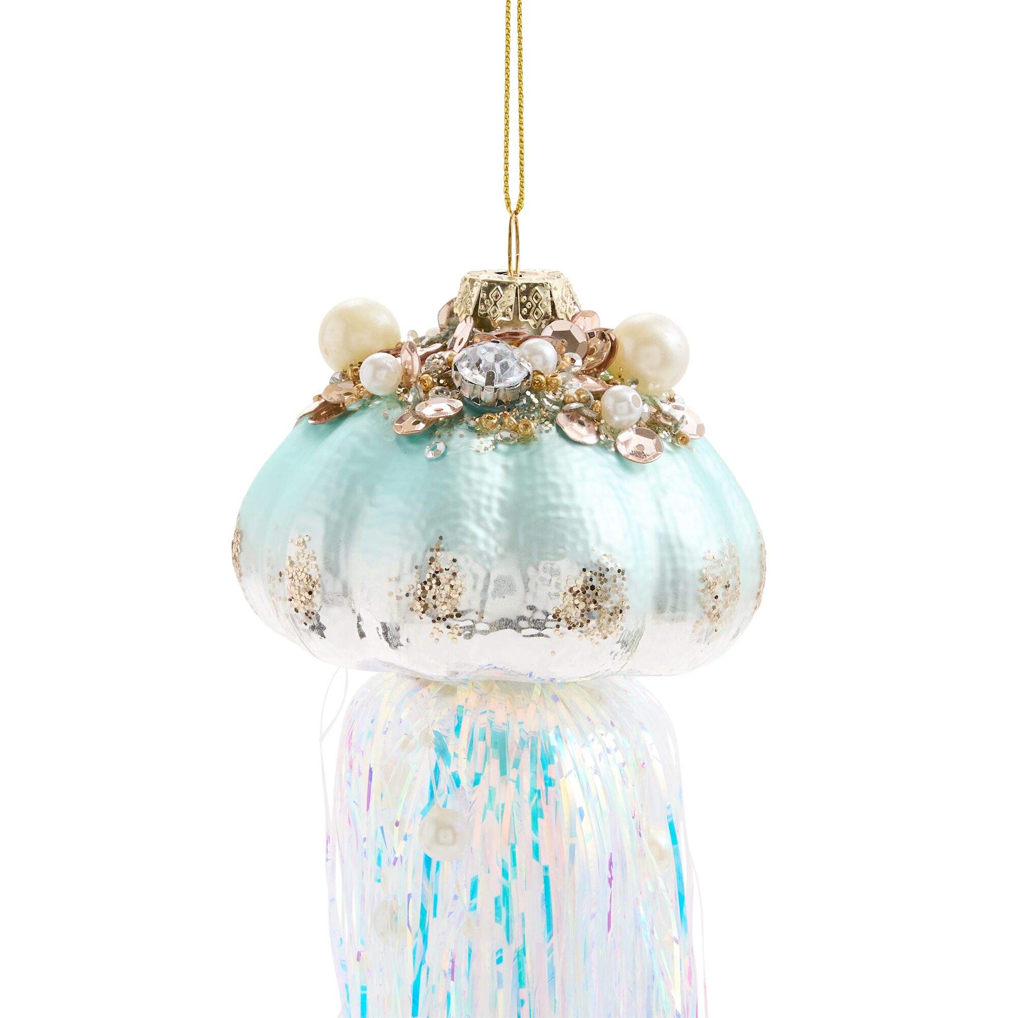 North Pole Trading Co. Glass Jellyfish 2a Christmas Ornament