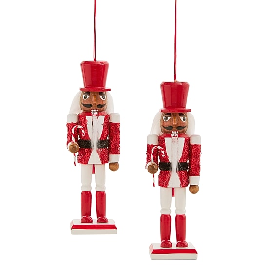 North Pole Trading Co. African American Red Nutcracker 2-pc. Christmas Ornament