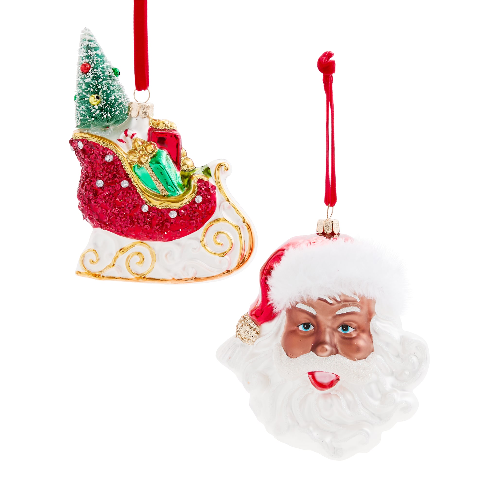 Martha Stewart African American Santa And Sleigh 2-pc. Christmas Ornament