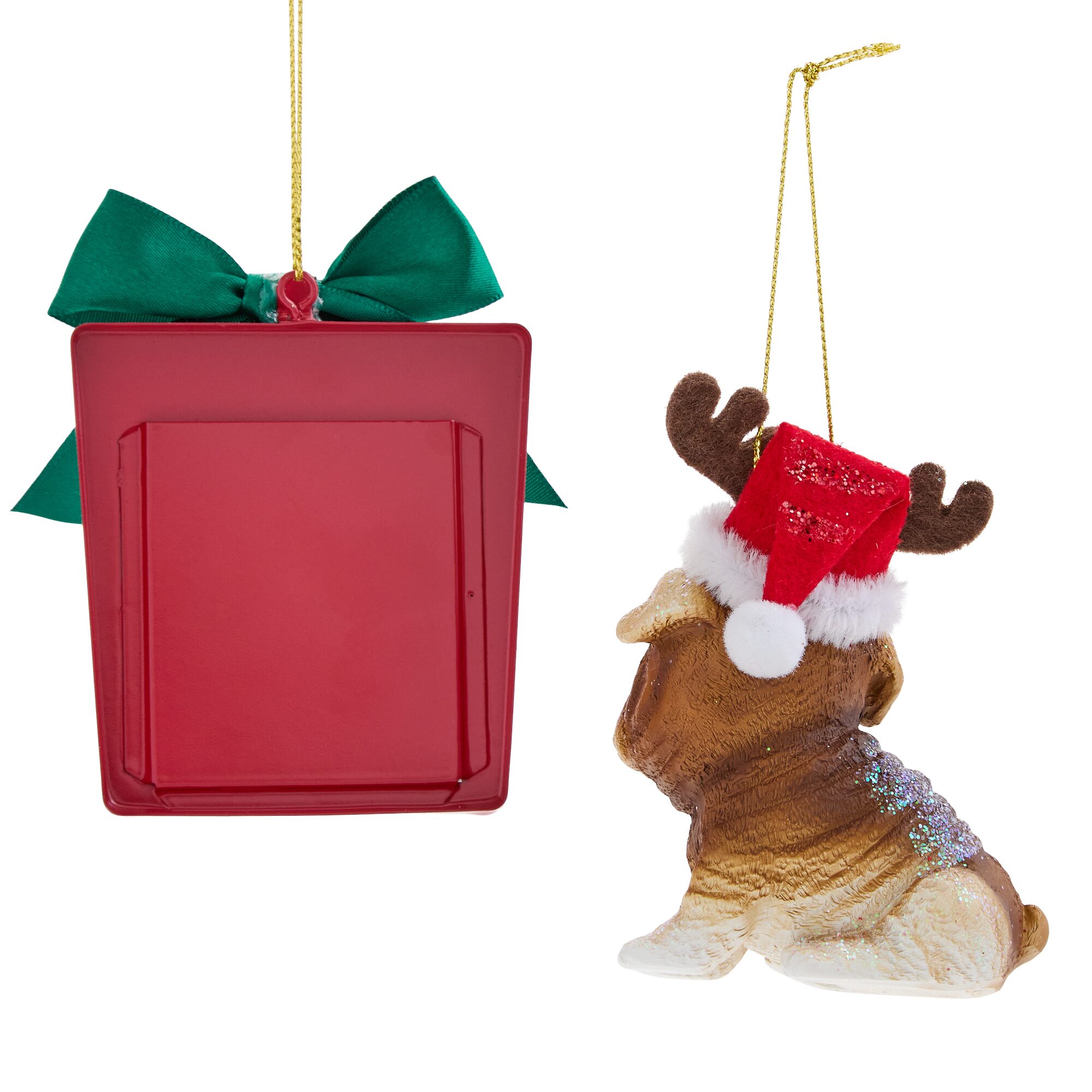 North Pole Trading Co. Bulldog Red Frame 2-pc. Christmas Ornament