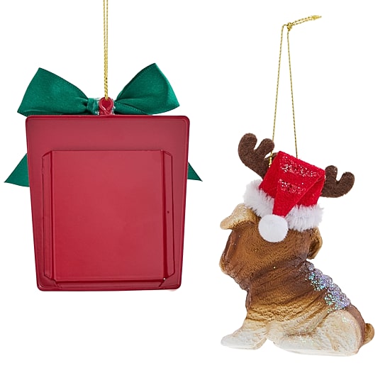 North Pole Trading Co. Bulldog Red Frame 2-pc. Christmas Ornament