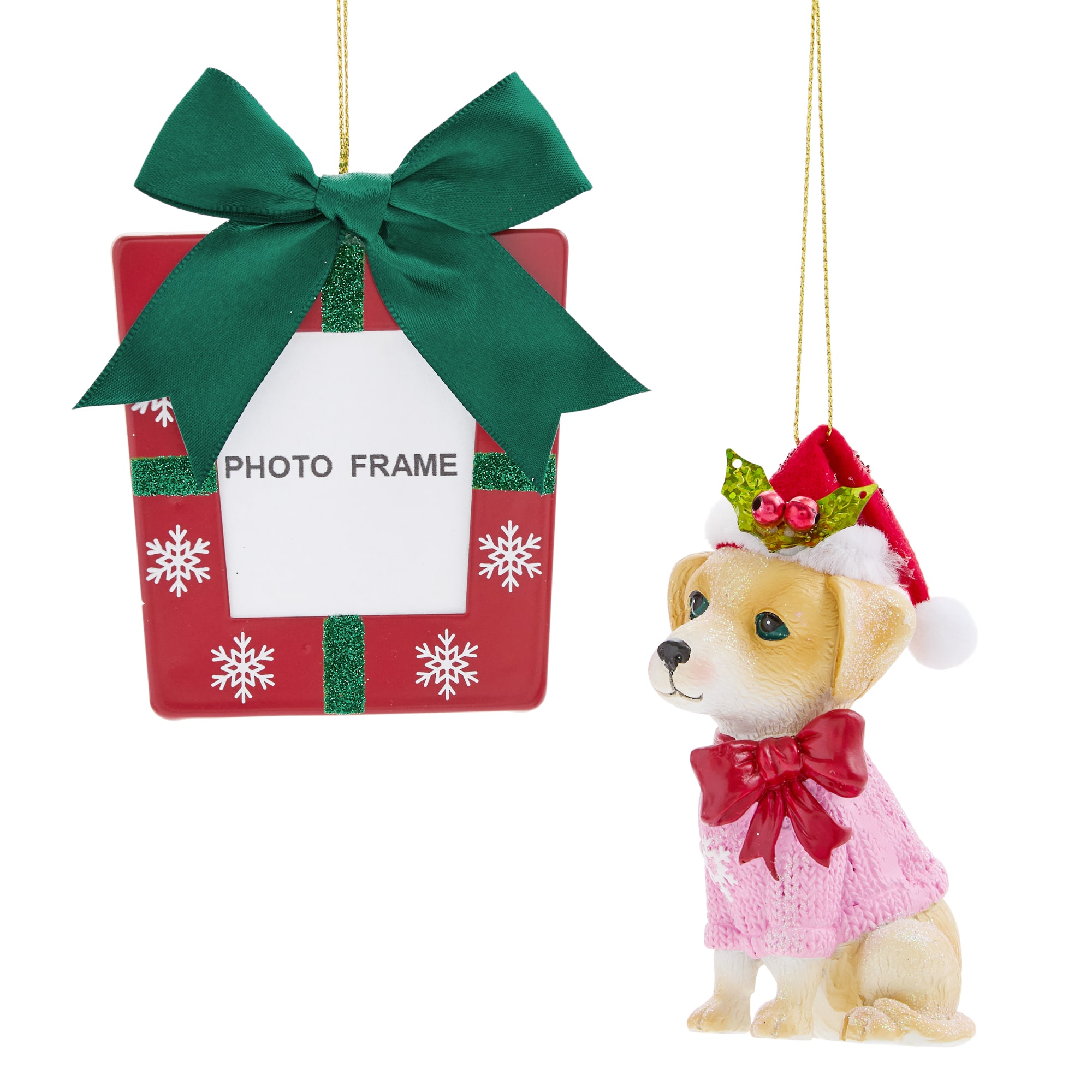 North Pole Trading Co. Golden Red Frame 2-pc. Christmas Ornament