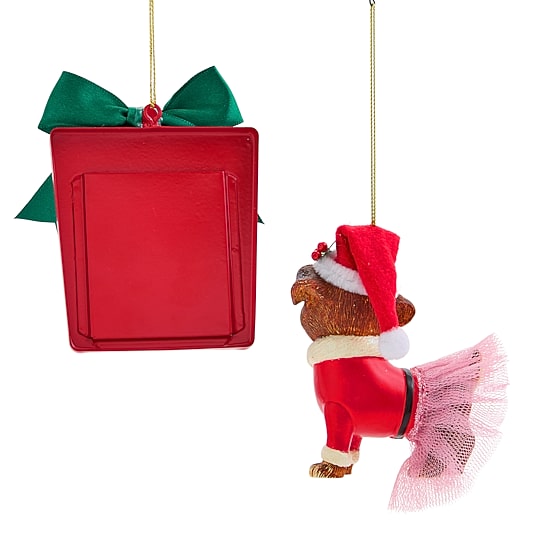 North Pole Trading Co. Terrier Red Frame 2-pc. Christmas Ornament