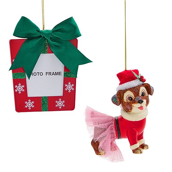 North Pole Trading Co. Terrier Red Frame 2-pc. Christmas Ornament