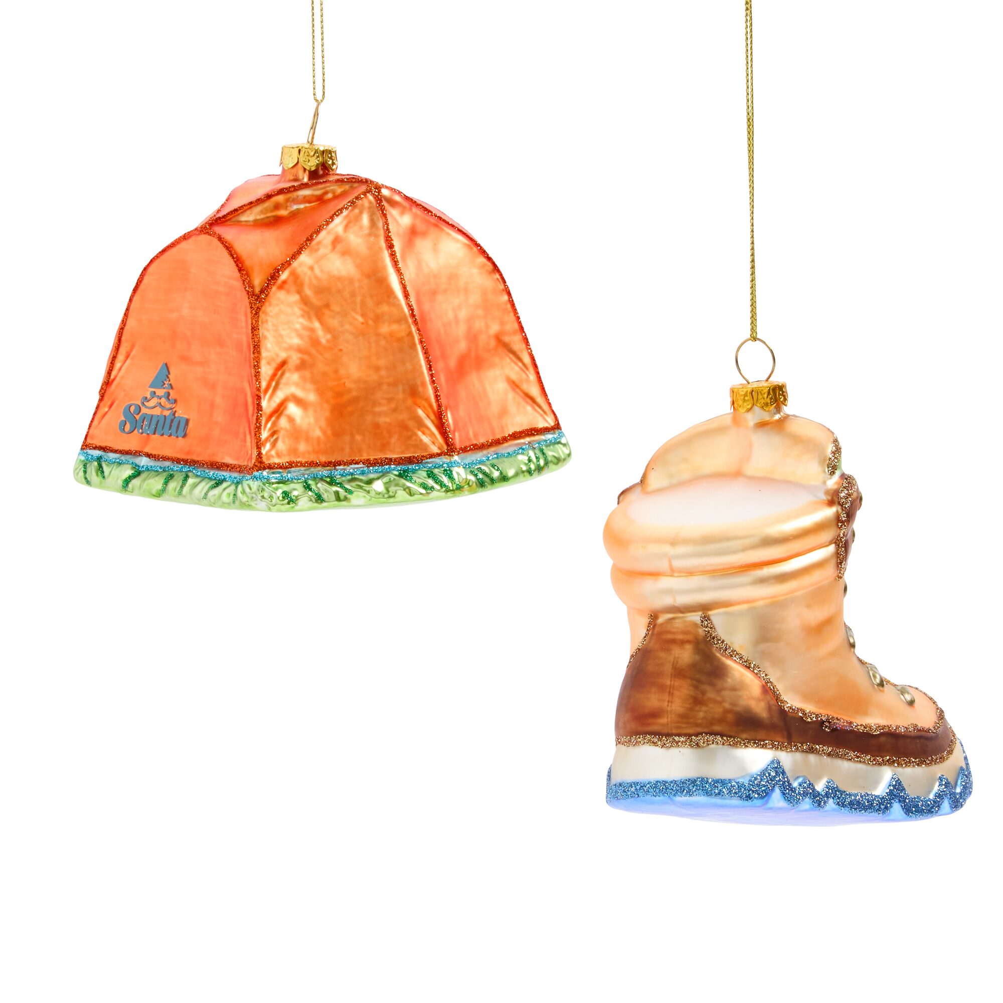 North Pole Trading Co. Gold Tent Boot 2-pc. Fancy Nancy Christmas Ornament