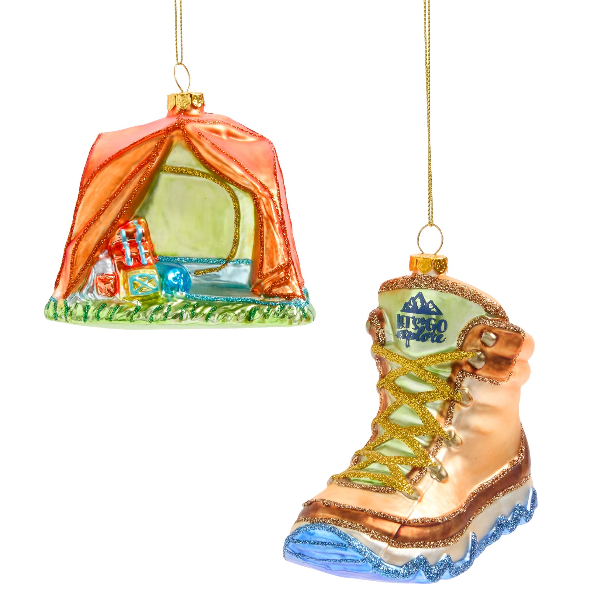 North Pole Trading Co. Gold Tent Boot 2-pc. Fancy Nancy Christmas Ornament
