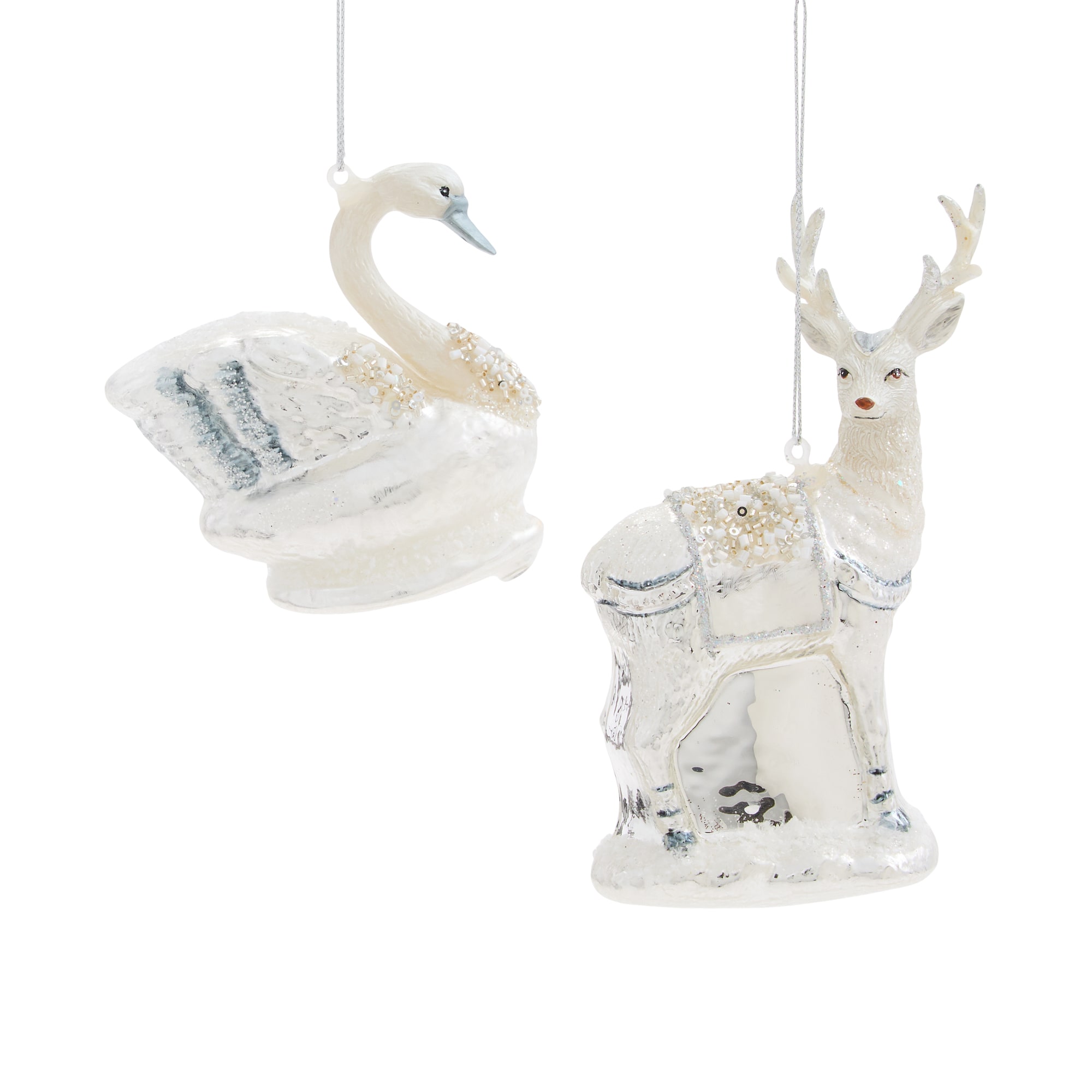 North Pole Trading Co. Reindeer Swan 2-pc. Christmas Ornament