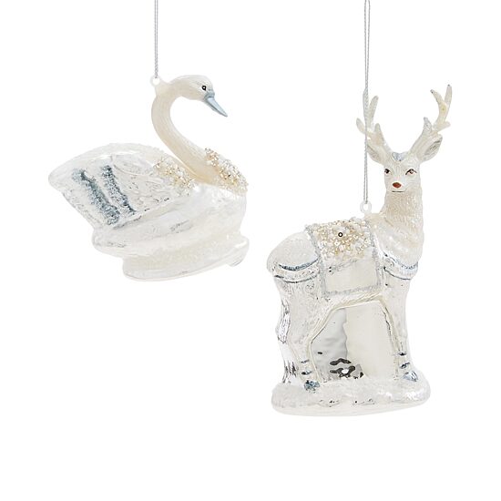 North Pole Trading Co. Reindeer Swan 2-pc. Christmas Ornament