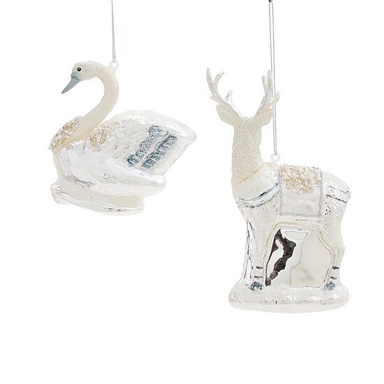 North Pole Trading Co. Reindeer Swan 2-pc. Christmas Ornament