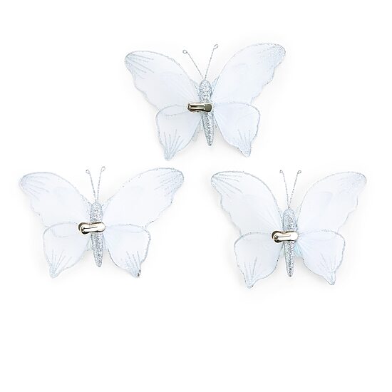 North Pole Trading Co. Silver Butterfly Xmas Clip 3-pc. Clips