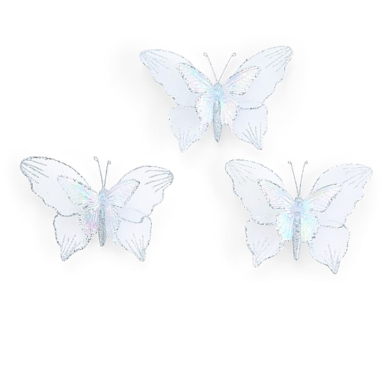 North Pole Trading Co. Silver Butterfly Xmas Clip 3-pc. Clips
