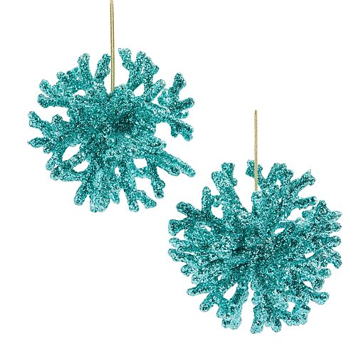 North Pole Trading Co . Blue Coral Ball Coastal 2-pc. Christmas Ornament