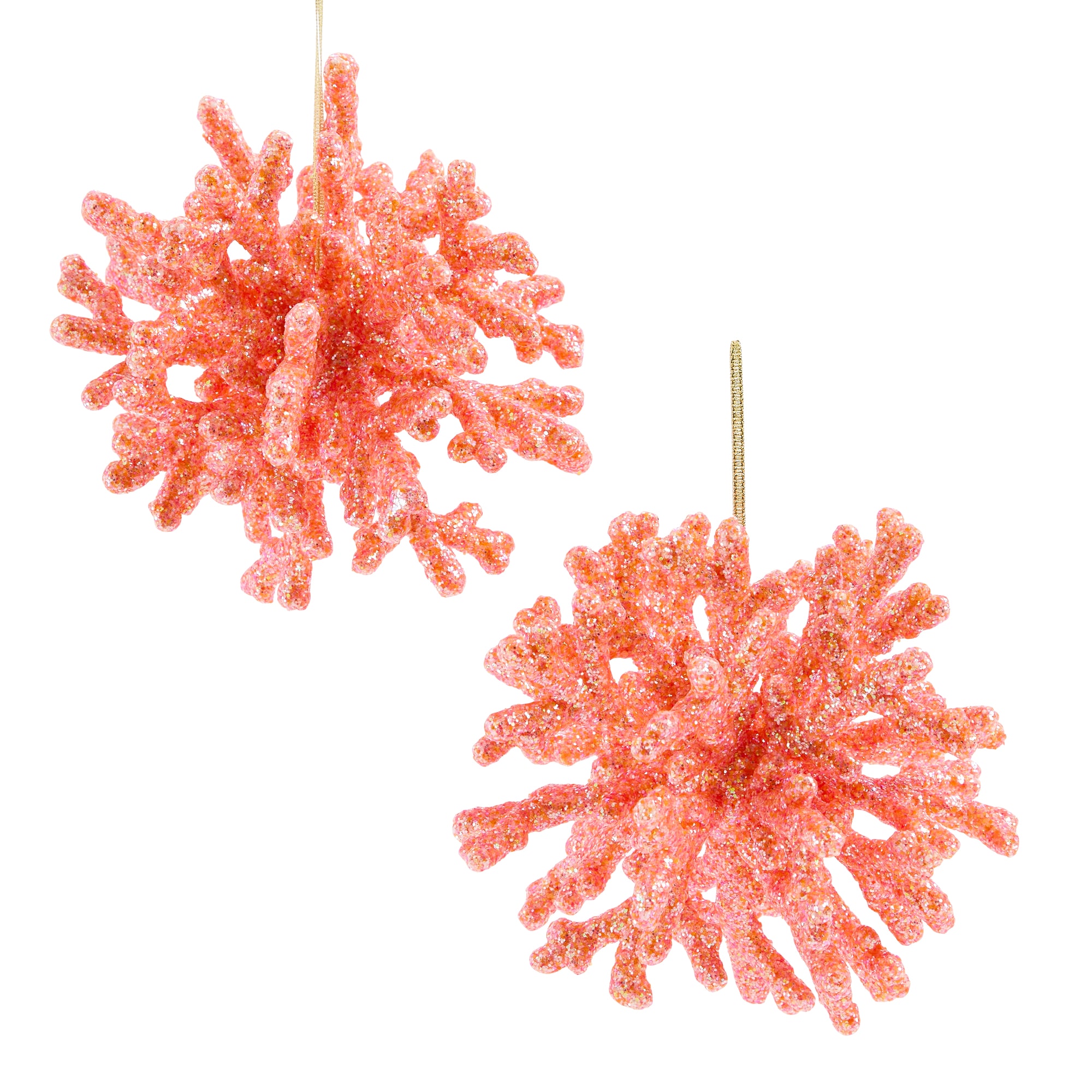 North Pole Trading Co. Pink Coral Ball Coastal 2-pc. Christmas Ornament