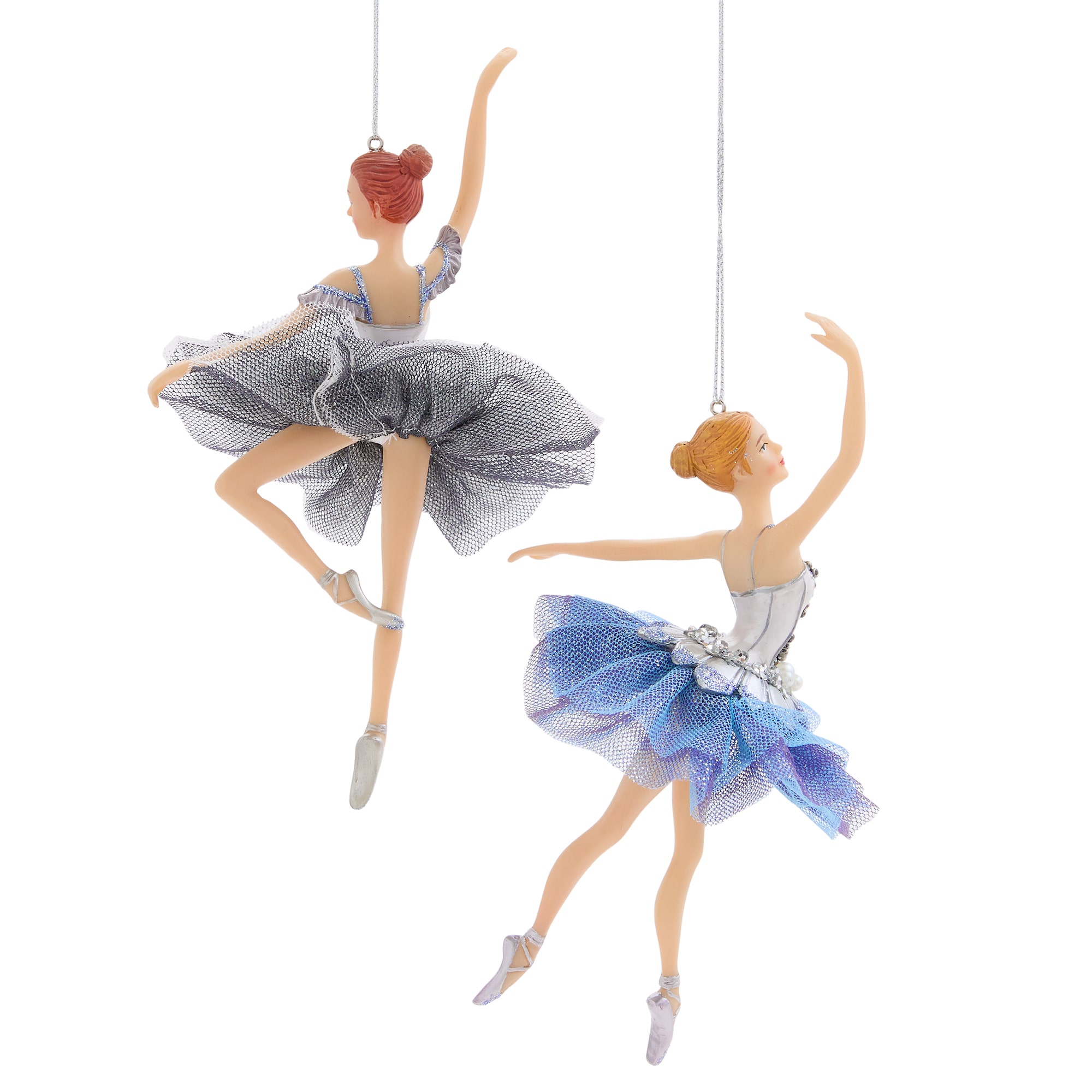 North Pole Trading Co. Polyresin Blue Beallerina 2-pc. Christmas Ornament
