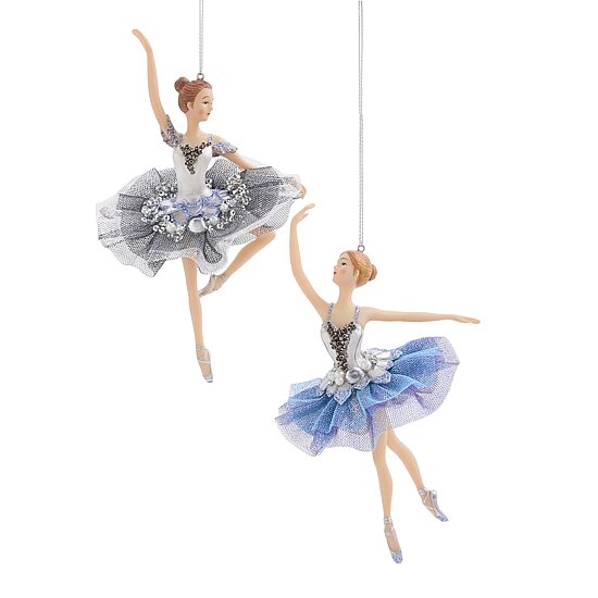 North Pole Trading Co. Polyresin Blue Beallerina 2-pc. Christmas Ornament