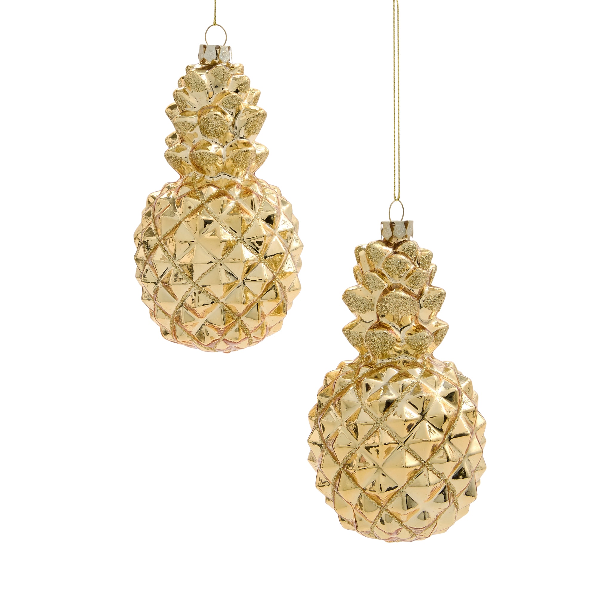 North Pole Trading Co. Gold Pineapple 2-pc. Christmas Ornament
