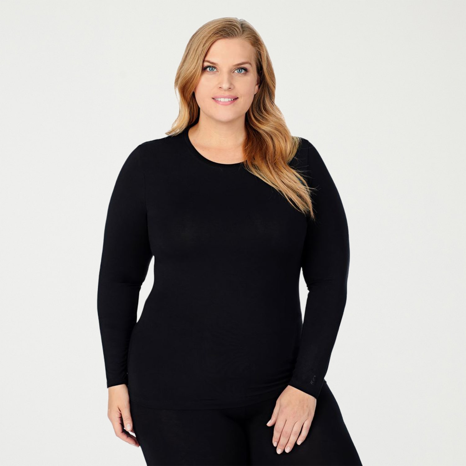 Cuddl Duds Womens Softwear With Stretch Round Neck Long Sleeve Thermal Shirt