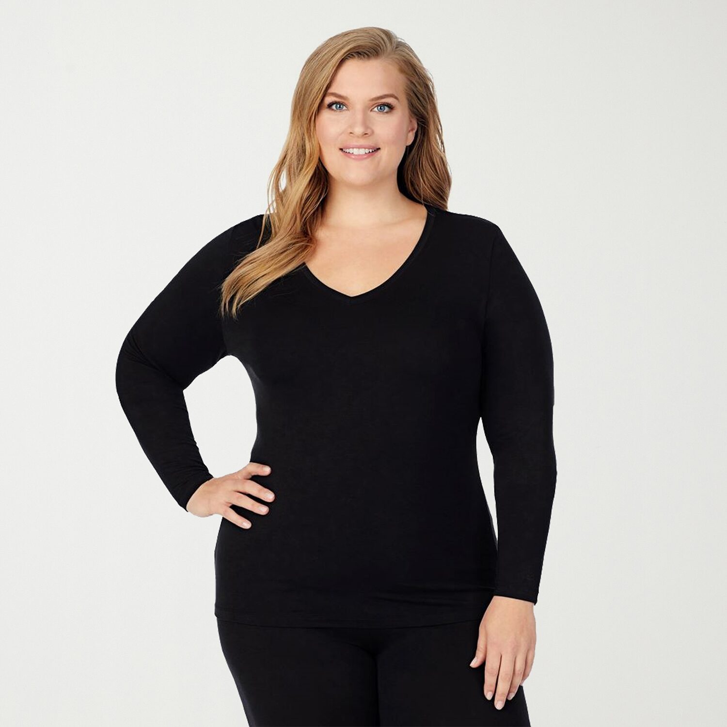 Cuddl Duds Womens Softwear With Stretch Round Neck Long Sleeve Thermal Shirt