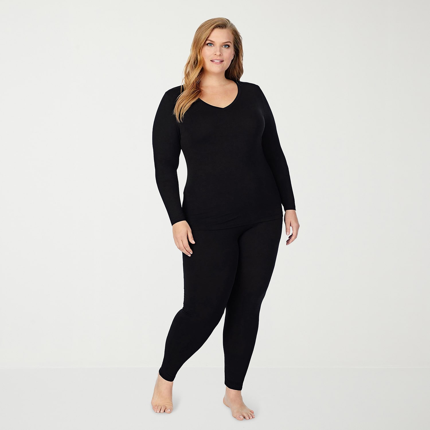 Cuddl Duds Womens Softwear With Stretch Round Neck Long Sleeve Thermal Shirt
