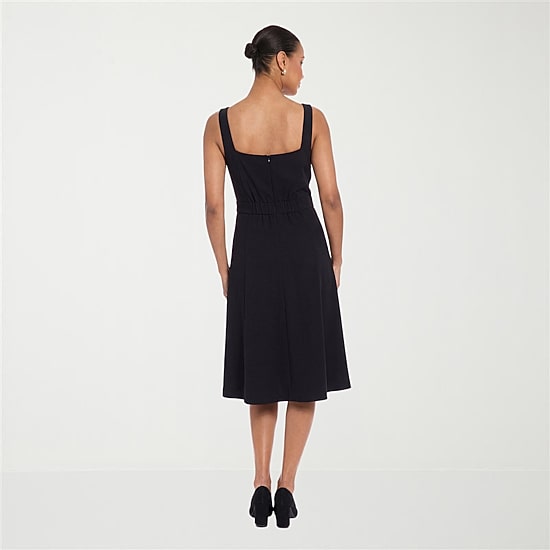 London Times Womens Petite Midi Square Neck Sleeveless Fit + Flare Dress