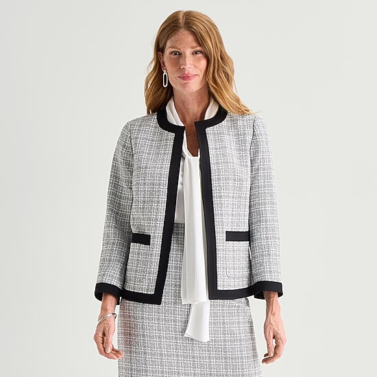 Black Label by Evan-Picone Tweed Womens Classic Fit Suit Jacket