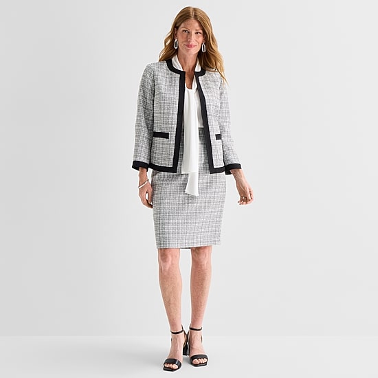 Black Label by Evan-Picone Tweed Womens Classic Fit Suit Jacket